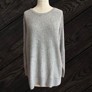 Chicos Rib Detailed Pullover Tunic Knit Sweater Grey Women's Size Large